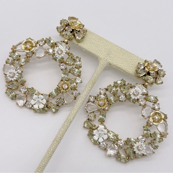 J. Crew Floral Jeweled Wreath Earrings - Picture 1 of 4